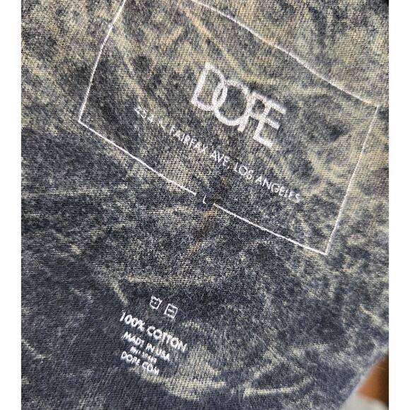 Black Red DOPE Brand Tie Dye Peace Sign Tee Shirt Large Retro Vintage - Picture 5 of 7